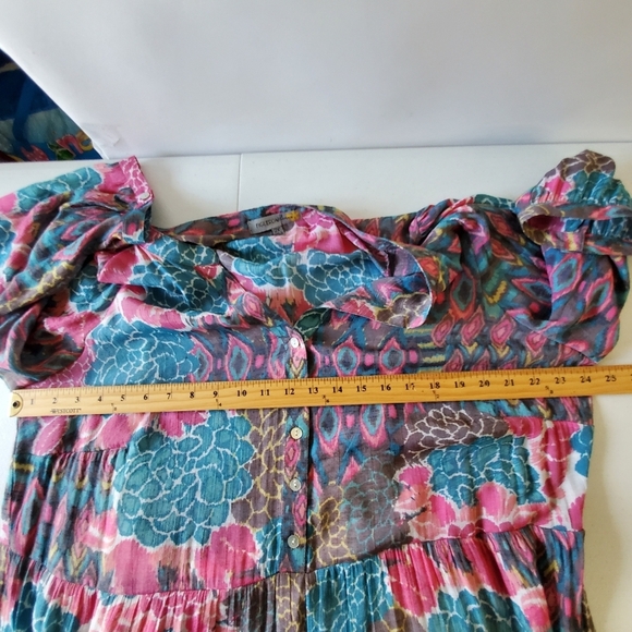 Figueroa & Flower Tiered Floral Maxi Dress Size 2X Slip Dress Lining Puff Sleeve - Picture 9 of 15